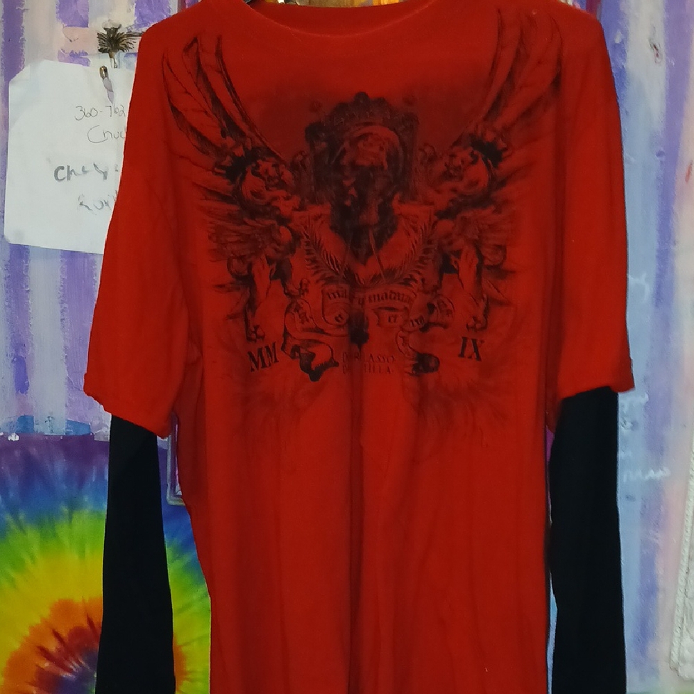 HOBO Red and Black Long Sleeve Men's Tee